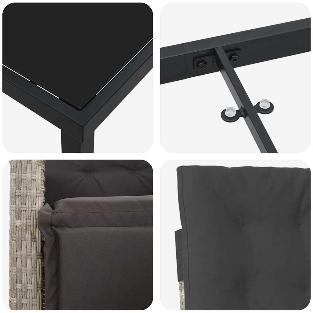 vidaXL Σέτ φαγητού για κήπο 5 pcs Ανοιχτό γκρι συνθετικό ρατάν