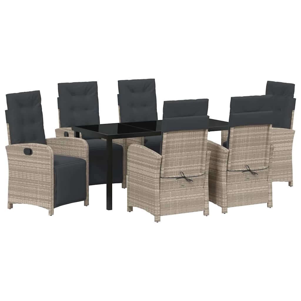 vidaXL Σετ Εξωτερικού Χώρου 7 Τεμαχίων Με Μαξιλάρια Ανοιχτό Γκρι Πολυ Ράτταν