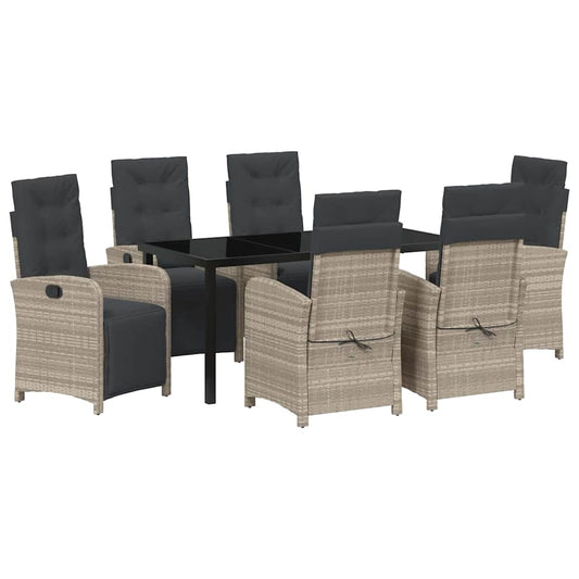 vidaXL Σετ Εξωτερικού Χώρου 7 Τεμαχίων Με Μαξιλάρια Ανοιχτό Γκρι Πολυ Ράτταν