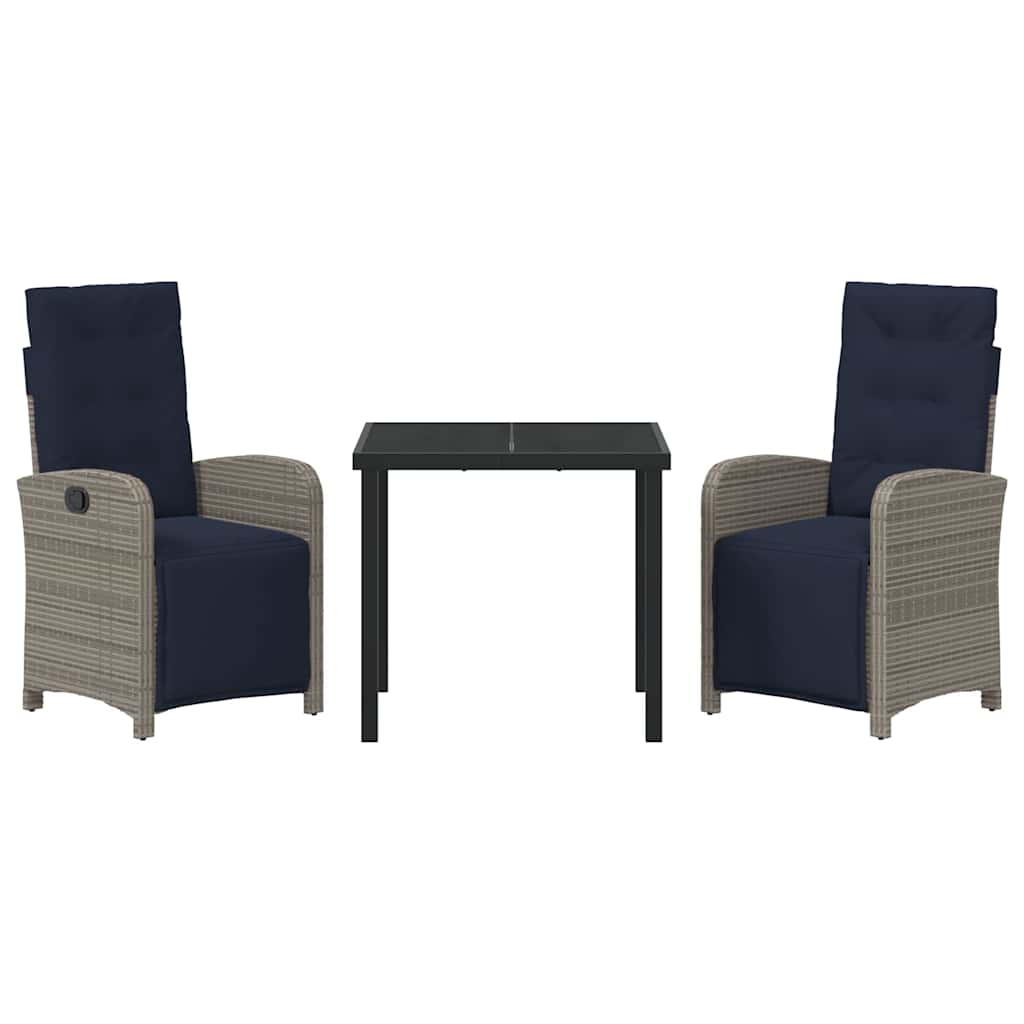 vidaXL Σέτ φαγητού για κήπο 3 pcs Γκρι συνθετικό ρατάν