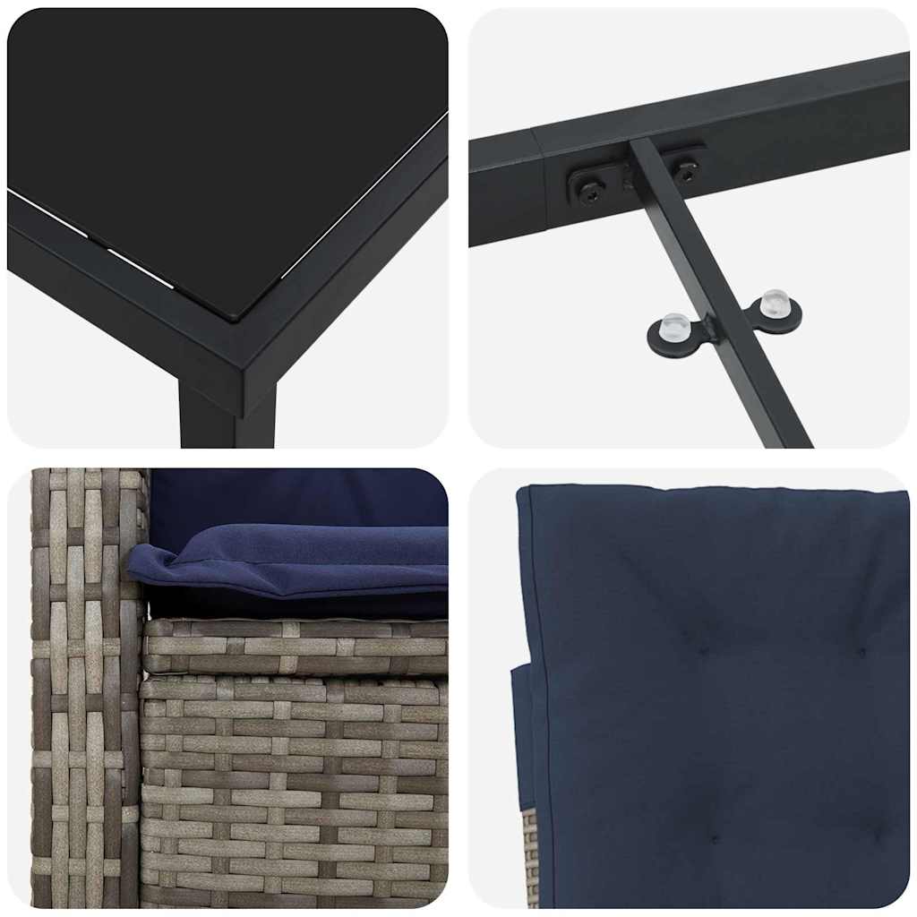 vidaXL Σέτ φαγητού για κήπο 7 pcs Γκρι συνθετικό ρατάν