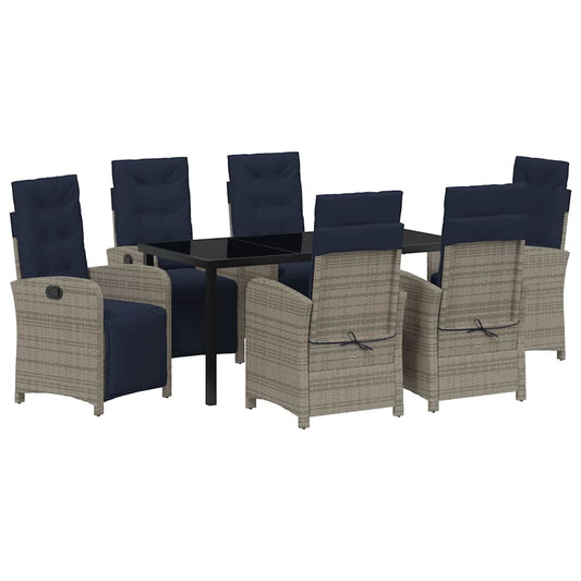 vidaXL Σέτ φαγητού για κήπο 7 pcs Γκρι συνθετικό ρατάν