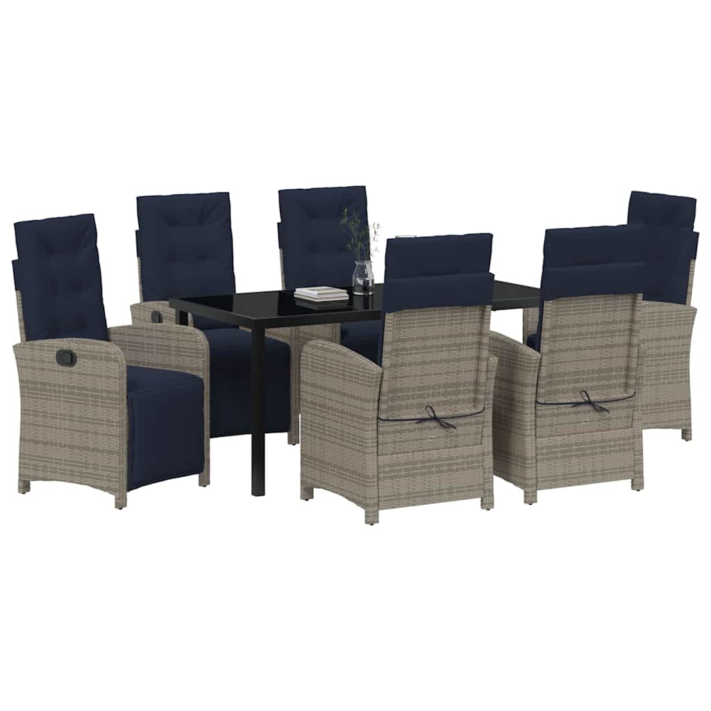 vidaXL Σέτ φαγητού για κήπο 7 pcs Γκρι συνθετικό ρατάν