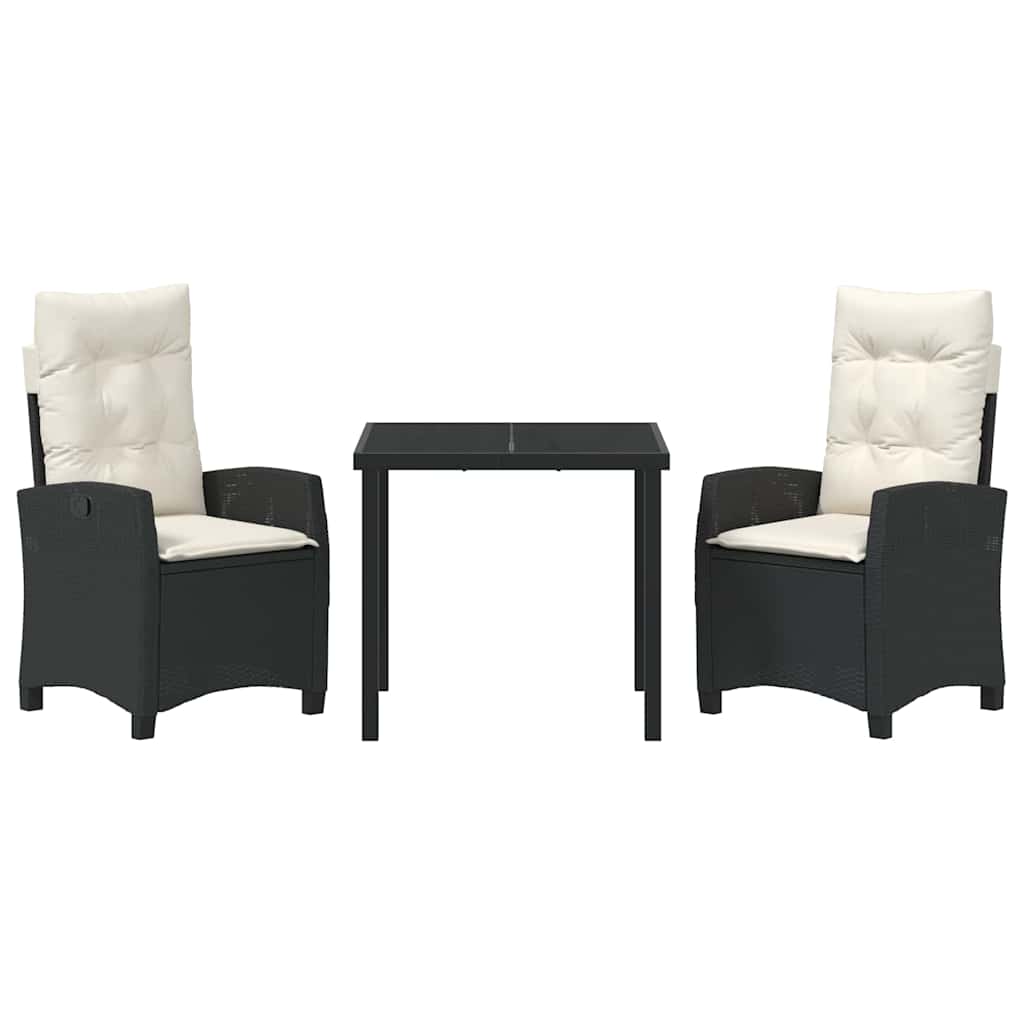 vidaXL Σέτ φαγητού για κήπο 3 pcs Μαύρο συνθετικό ρατάν