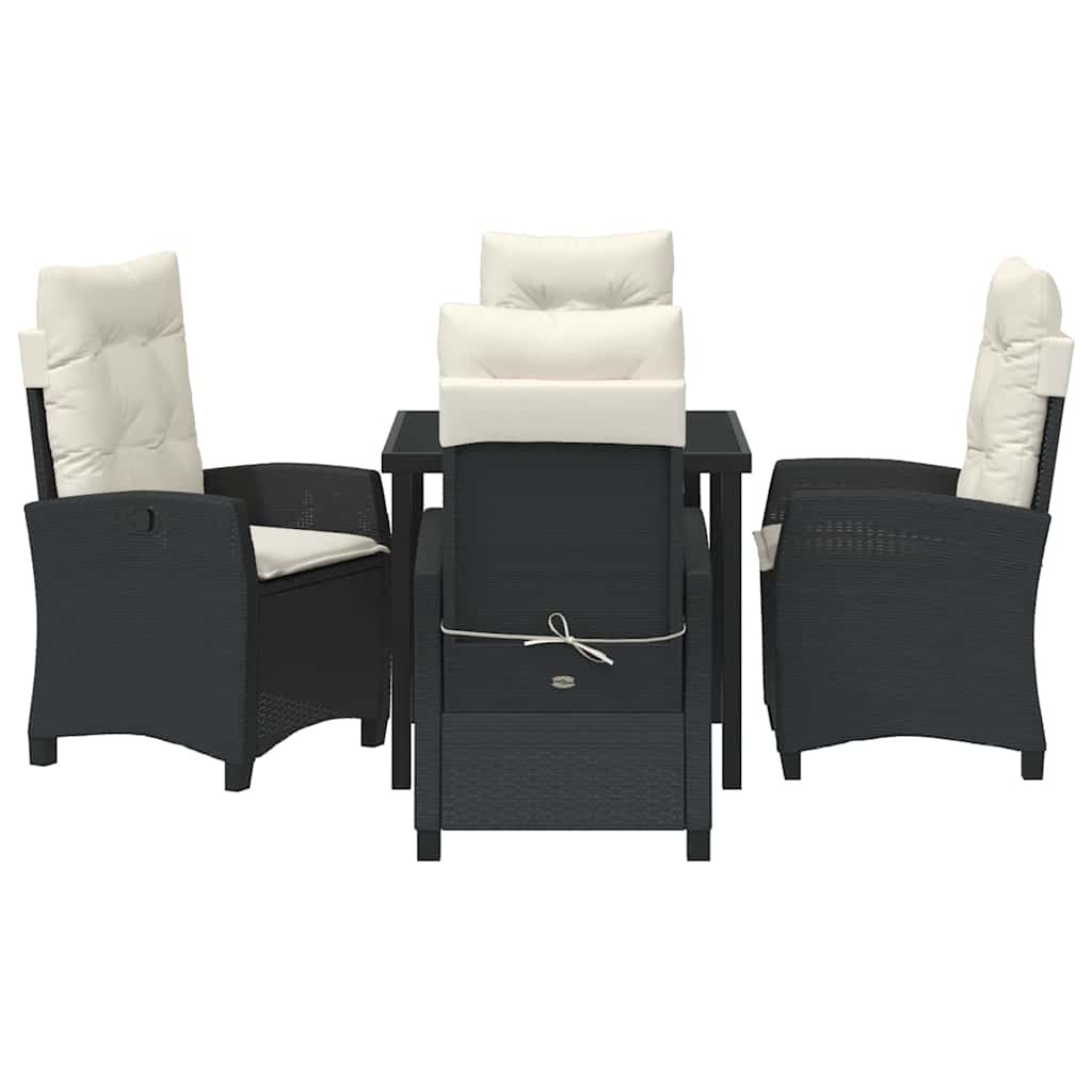 vidaXL Σέτ φαγητού για κήπο 5 pcs Μαύρο συνθετικό ρατάν