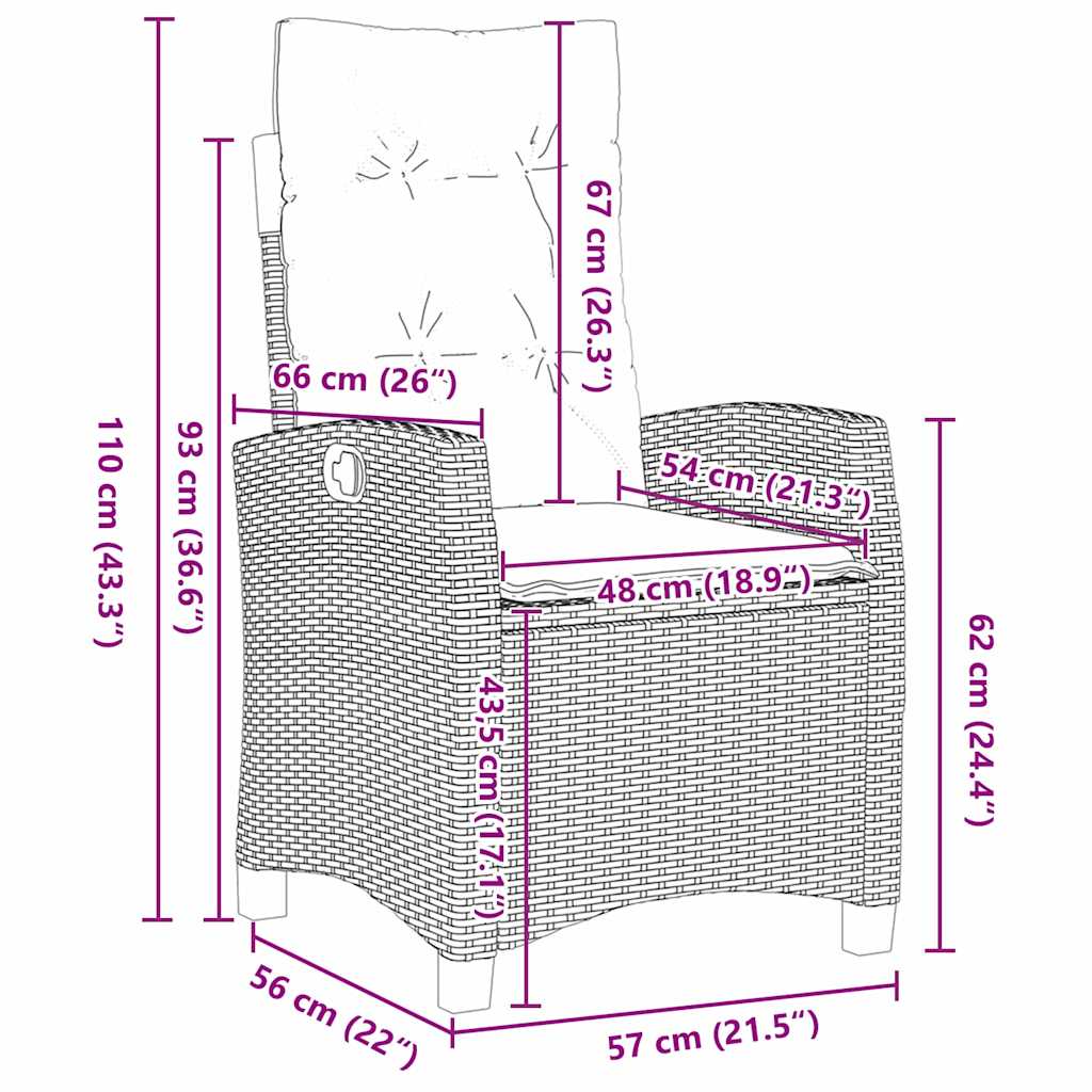 vidaXL Σετ Φαγητού Κήπου 7 Τεμαχίων με Μαξιλάρια - Μαύρο Πολυ Ρατάν.