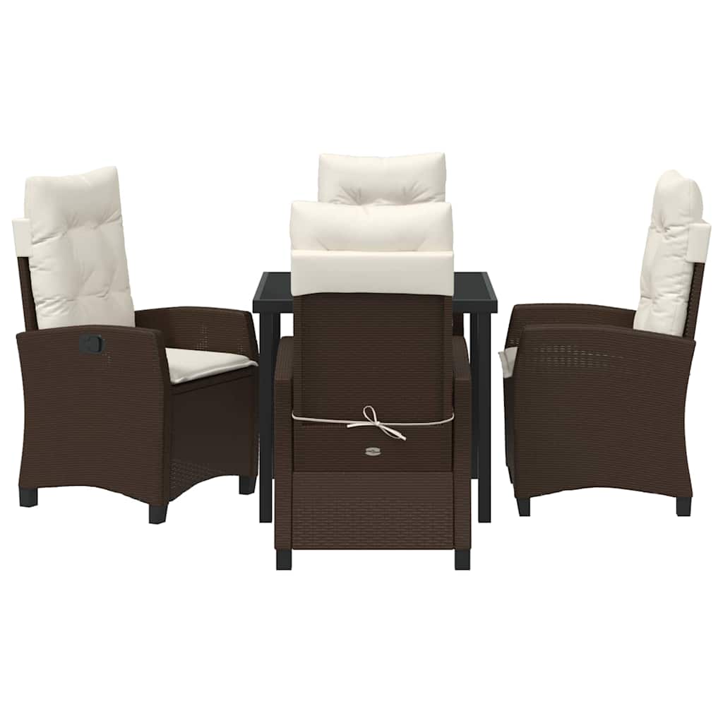 vidaXL Σέτ φαγητού για κήπο 5 pcs Καφέ συνθετικό ρατάν