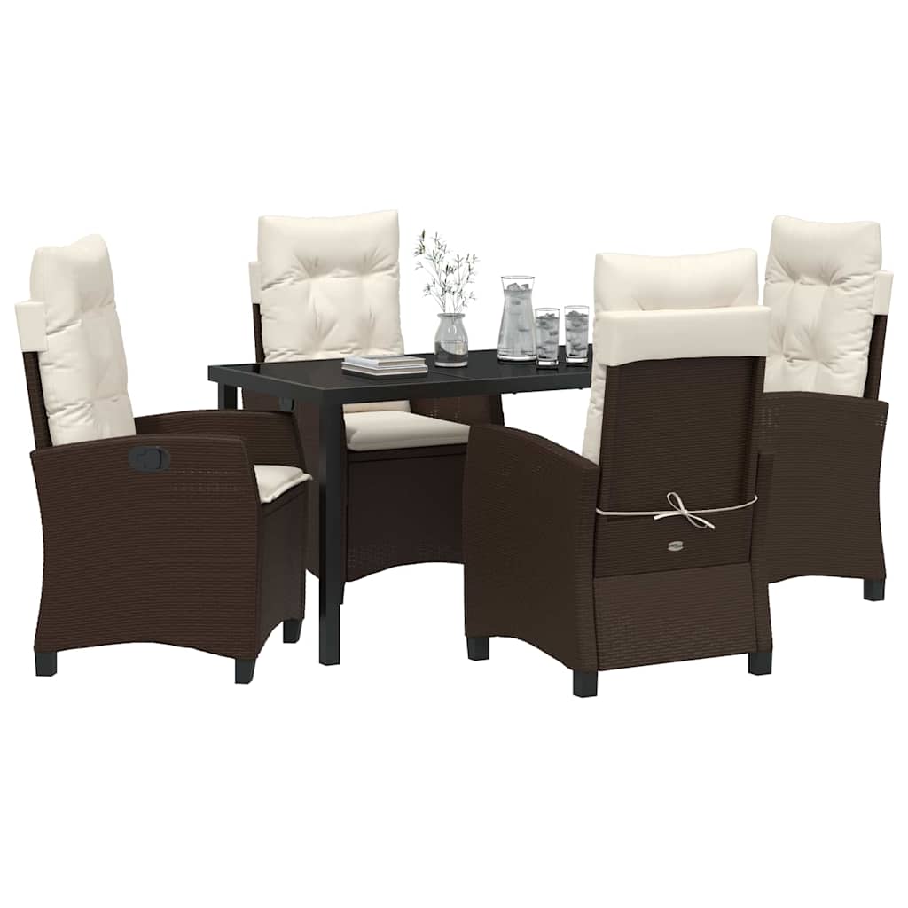 vidaXL Σέτ φαγητού για κήπο 5 pcs Καφέ συνθετικό ρατάν