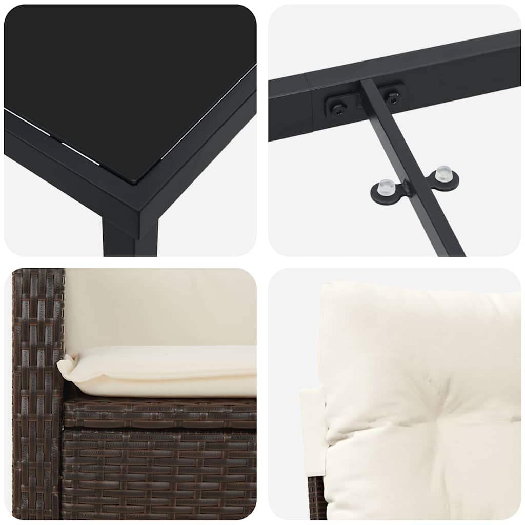 vidaXL Σετ Κηπουρικής 7 Τεμαχίων Με Μαξιλάρια – Καφέ Ρατάν