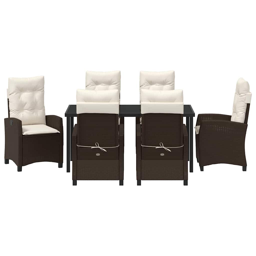 vidaXL Σετ Κηπουρικής 7 Τεμαχίων Με Μαξιλάρια – Καφέ Ρατάν