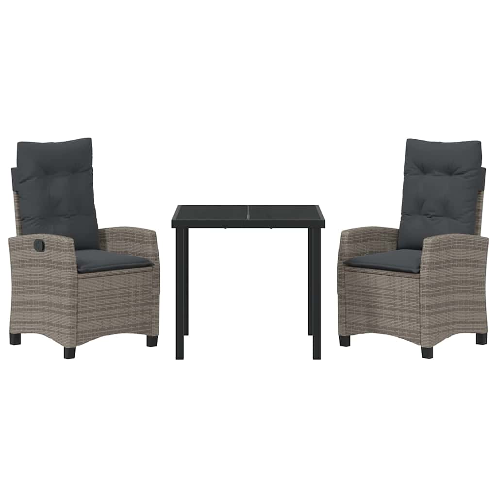 vidaXL Σέτ φαγητού για κήπο 3 pcs Γκρι συνθετικό ρατάν