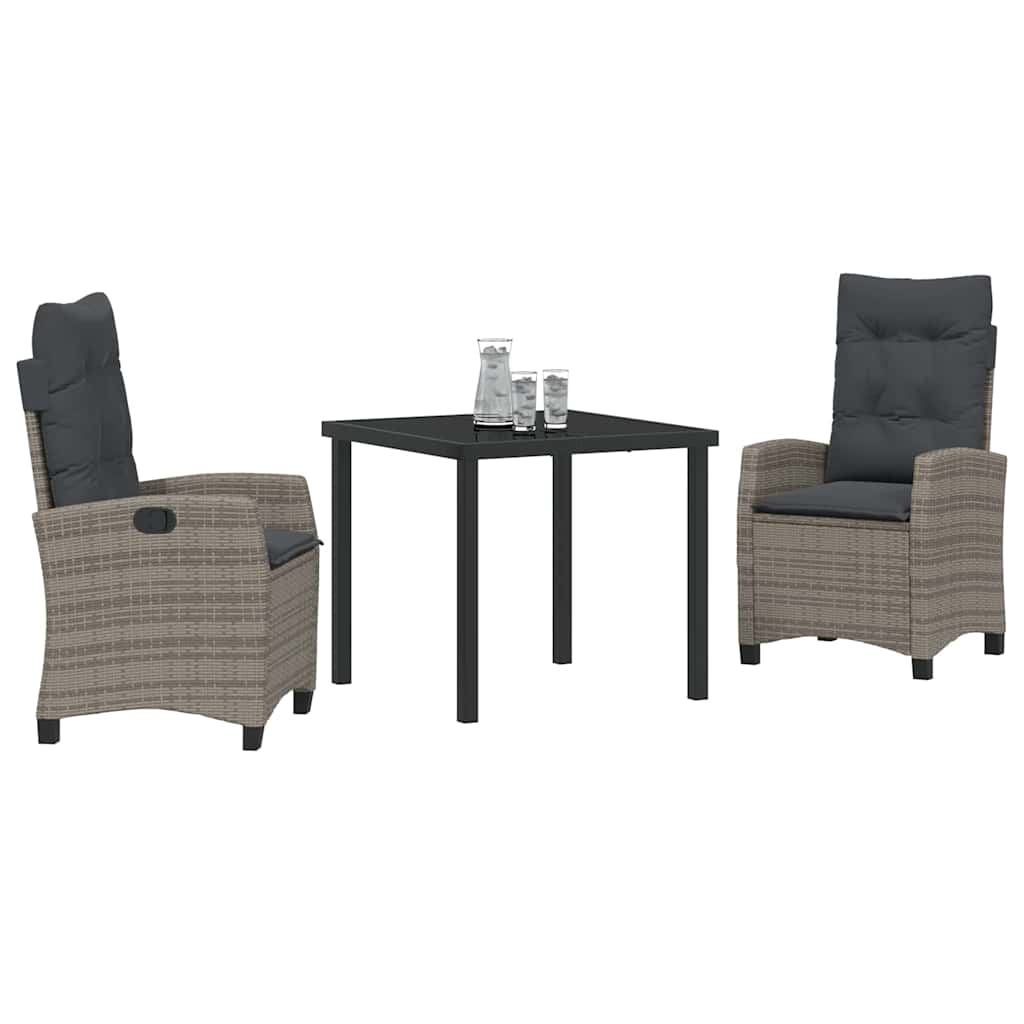 vidaXL Σέτ φαγητού για κήπο 3 pcs Γκρι συνθετικό ρατάν