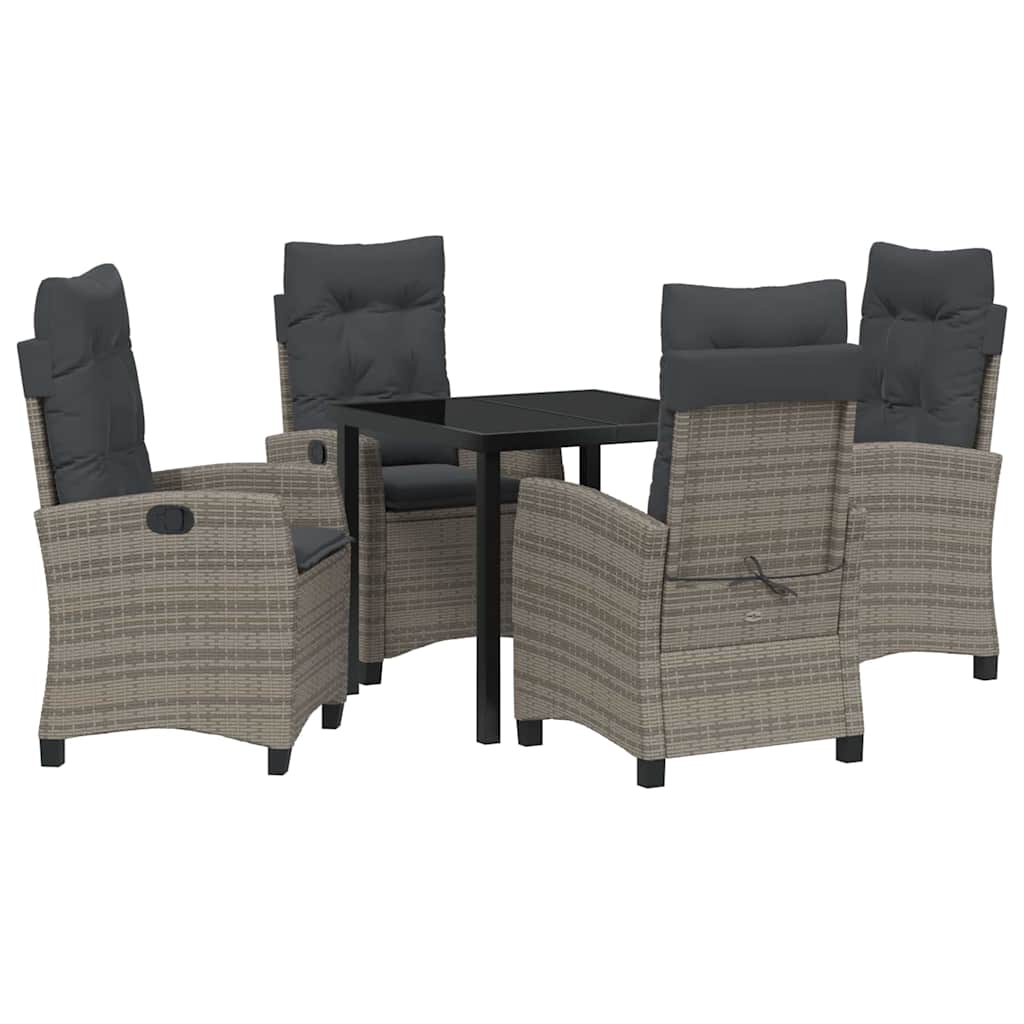 vidaXL Σέτ φαγητού για κήπο 5 pcs Γκρι συνθετικό ρατάν