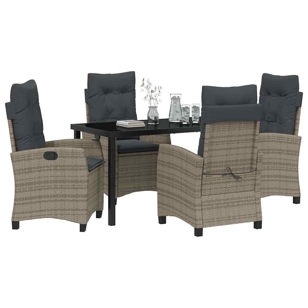 vidaXL Σέτ φαγητού για κήπο 5 pcs Γκρι συνθετικό ρατάν