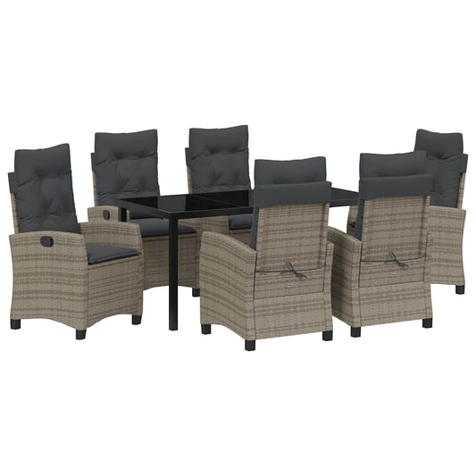 vidaXL Σέτ φαγητού για κήπο 7 pcs Γκρι συνθετικό ρατάν