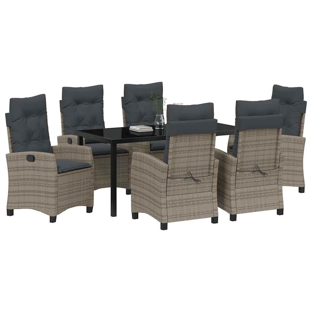 vidaXL Σέτ φαγητού για κήπο 7 pcs Γκρι συνθετικό ρατάν