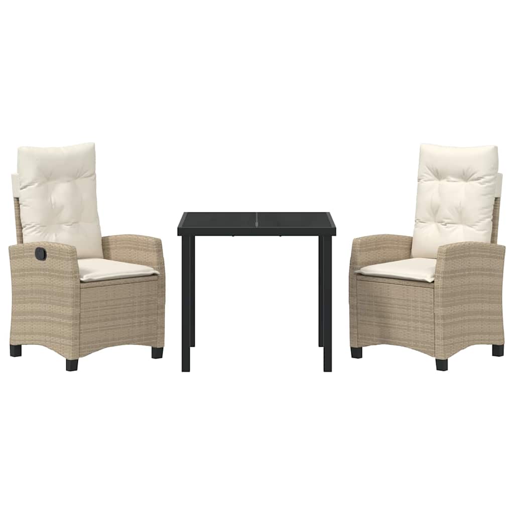 vidaXL Σέτ φαγητού για κήπο 3 pcs Μπεζ συνθετικό ρατάν