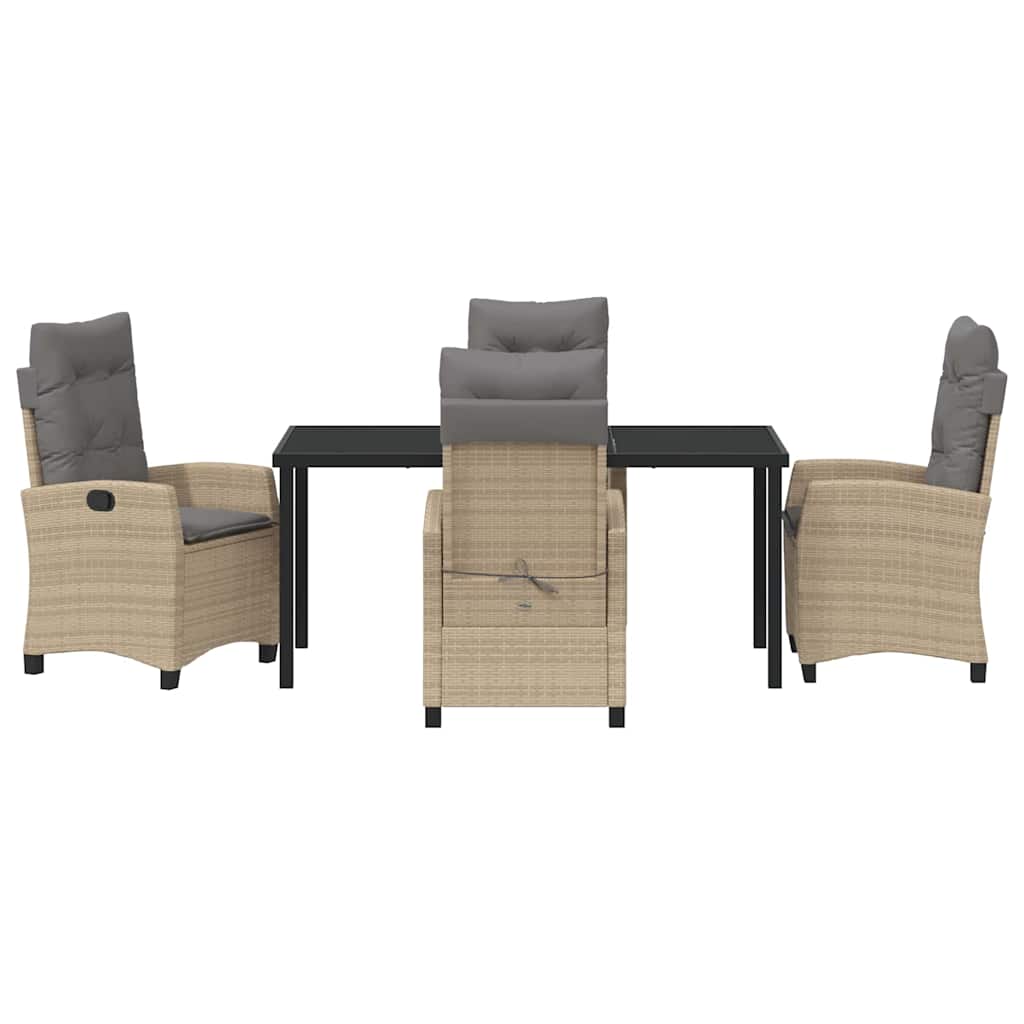 vidaXL Σέτ φαγητού για κήπο 5 pcs Μπεζ συνθετικό ρατάν