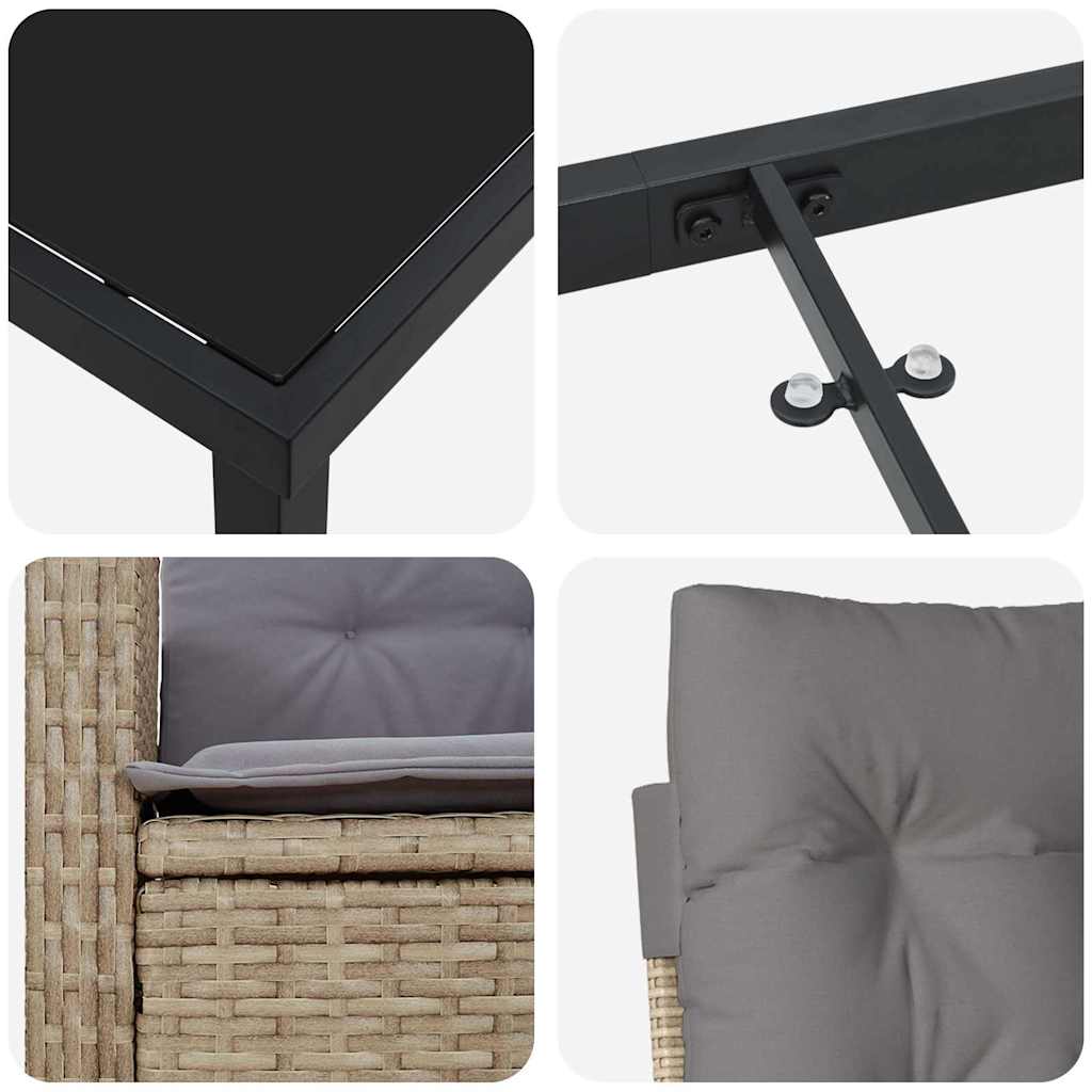 vidaXL Σέτ φαγητού για κήπο 7 pcs Μπεζ συνθετικό ρατάν