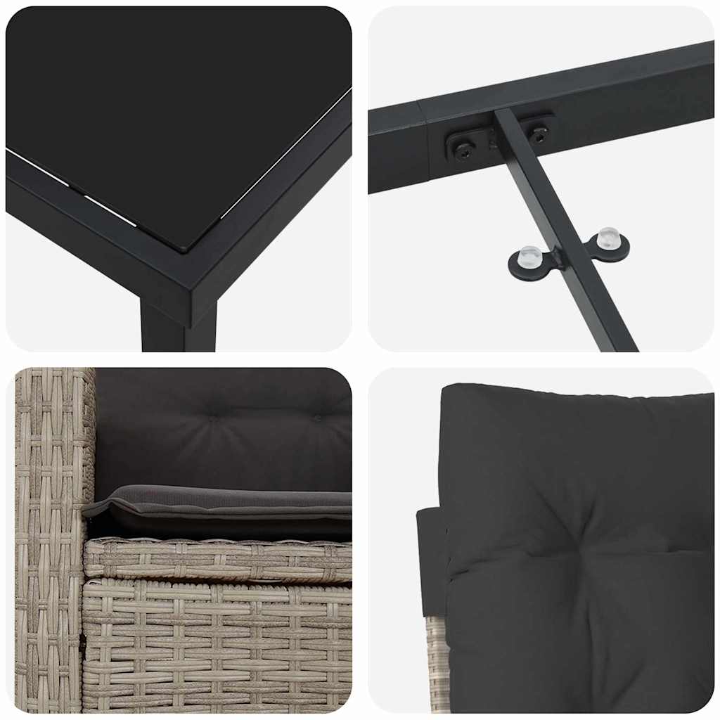 vidaXL Σέτ φαγητού για κήπο 7 pcs Ανοιχτό γκρι συνθετικό ρατάν