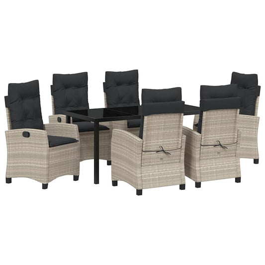 vidaXL Σέτ φαγητού για κήπο 7 pcs Ανοιχτό γκρι συνθετικό ρατάν