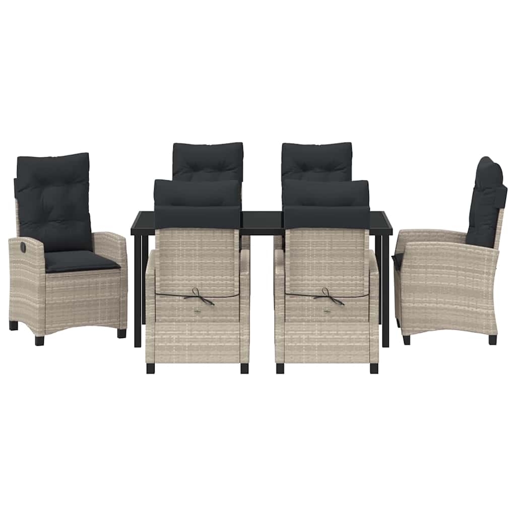 vidaXL Σέτ φαγητού για κήπο 7 pcs Ανοιχτό γκρι συνθετικό ρατάν