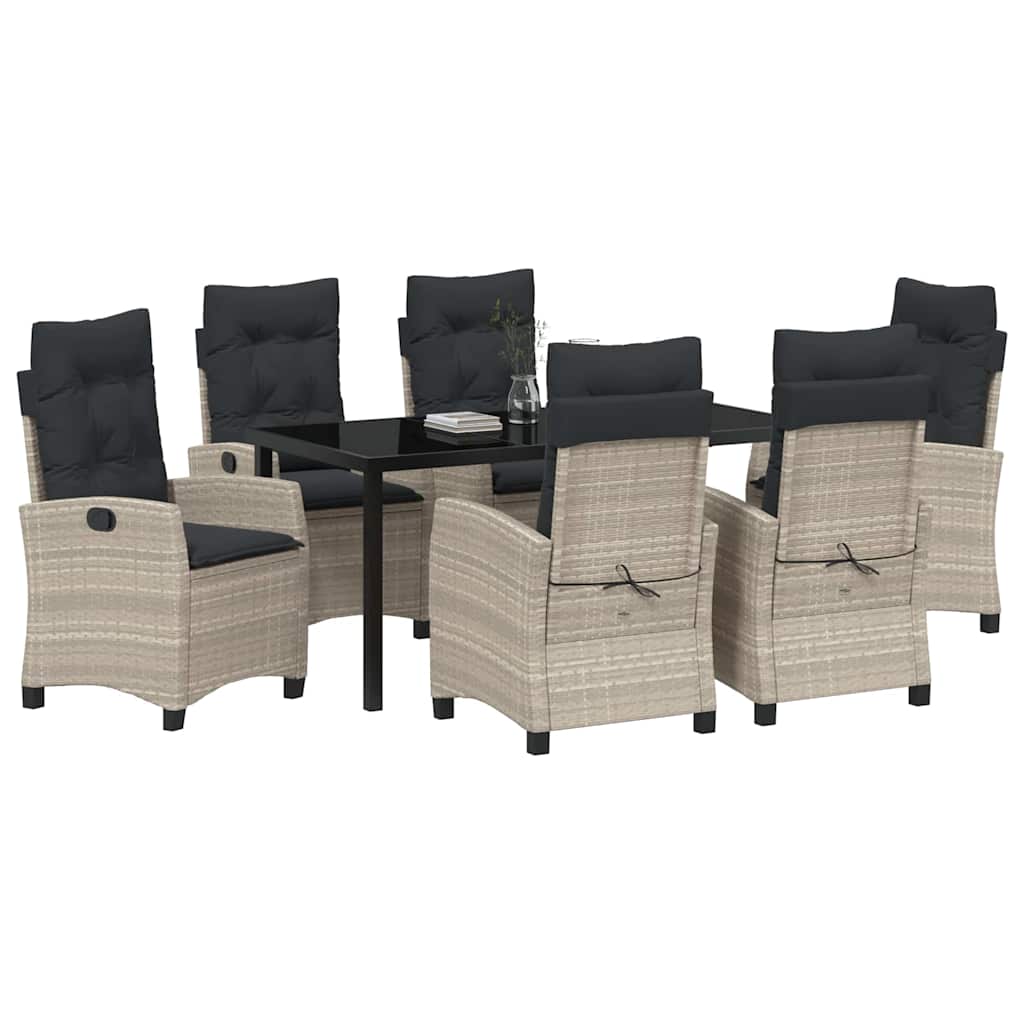 vidaXL Σέτ φαγητού για κήπο 7 pcs Ανοιχτό γκρι συνθετικό ρατάν