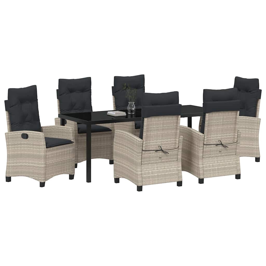 vidaXL Σέτ φαγητού για κήπο 7 pcs Ανοιχτό γκρι συνθετικό ρατάν