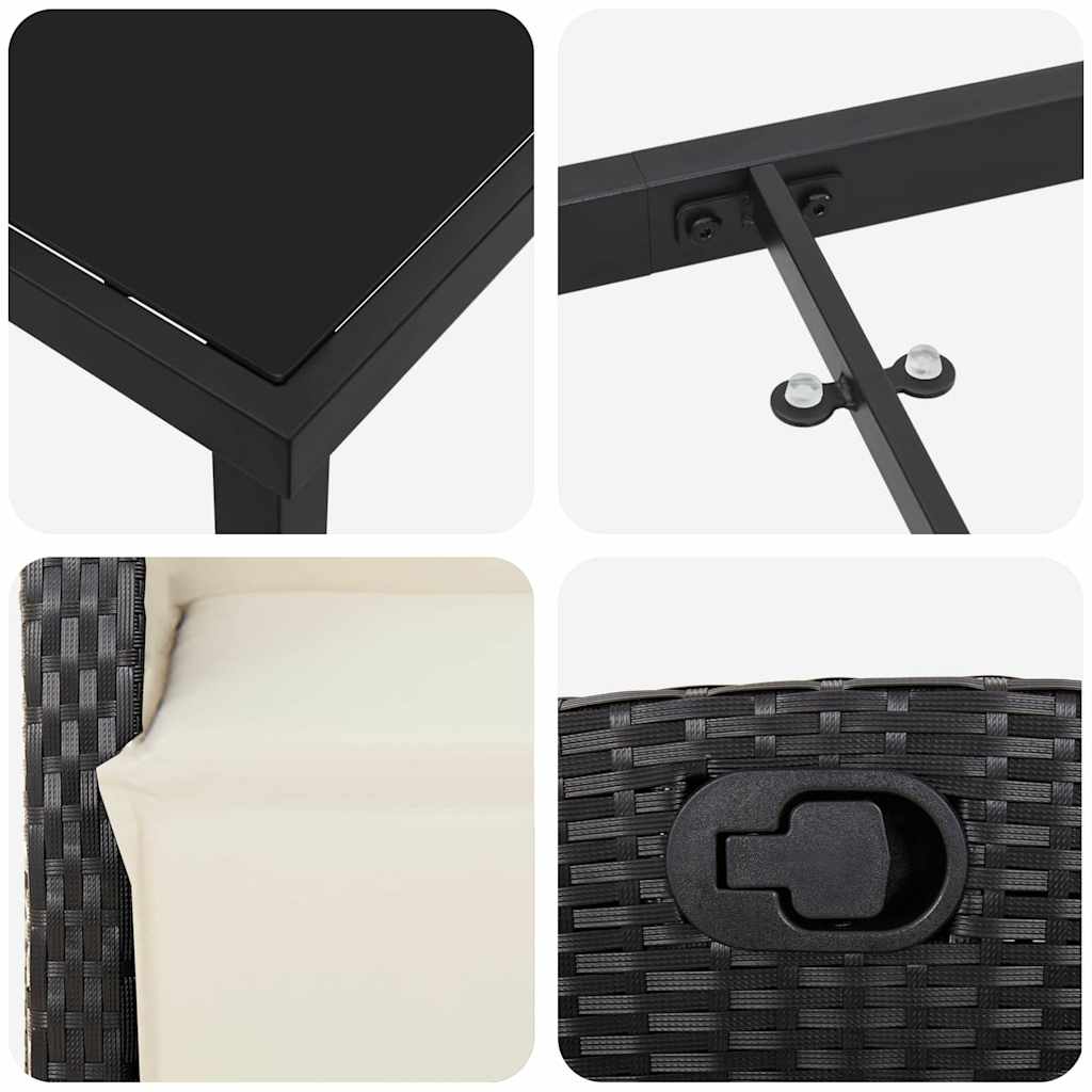 vidaXL Σέτ φαγητού για κήπο 7 pcs Μαύρο συνθετικό ρατάν