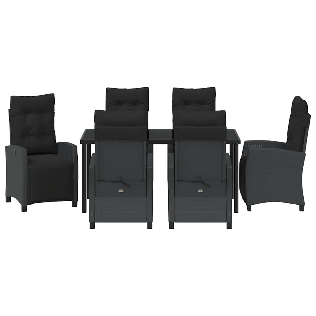 vidaXL Σέτ φαγητού για κήπο 7 pcs Μαύρο συνθετικό ρατάν