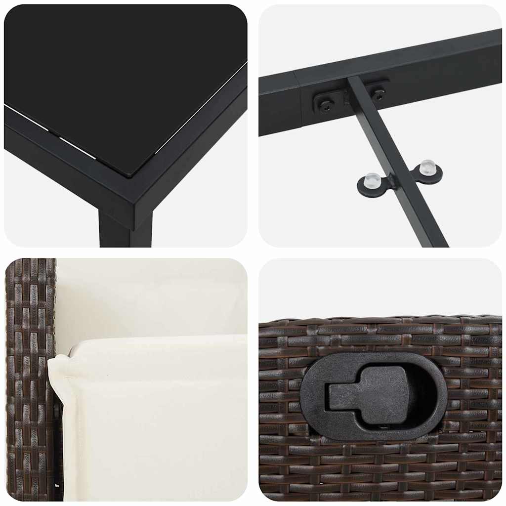 vidaXL Σετ Τραπεζαρίας Κήπου 5 Τεμαχίων Καφέ Πολυ Ράτονα