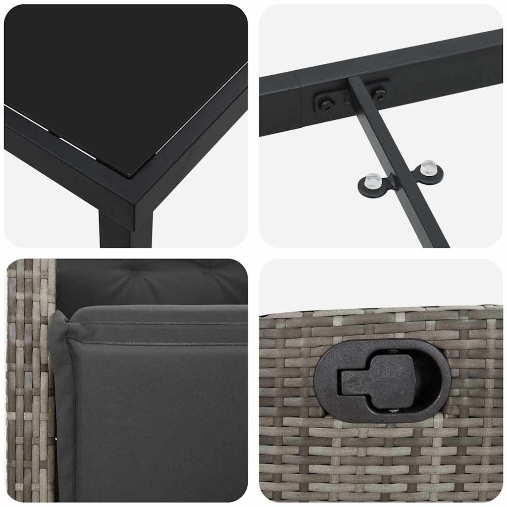 vidaXL Σετ Κήπου 3 Τεμαχίων Γκρι Ρατάν