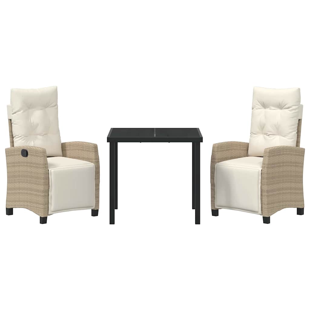 vidaXL Σετ Τραπεζαρίας Κήπου 3 Τεμαχίων σε Μπεζ Πολυ Ράτταν