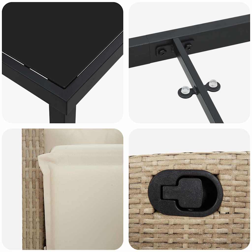 vidaXL Σέτ φαγητού για κήπο 5 pcs Μπεζ συνθετικό ρατάν