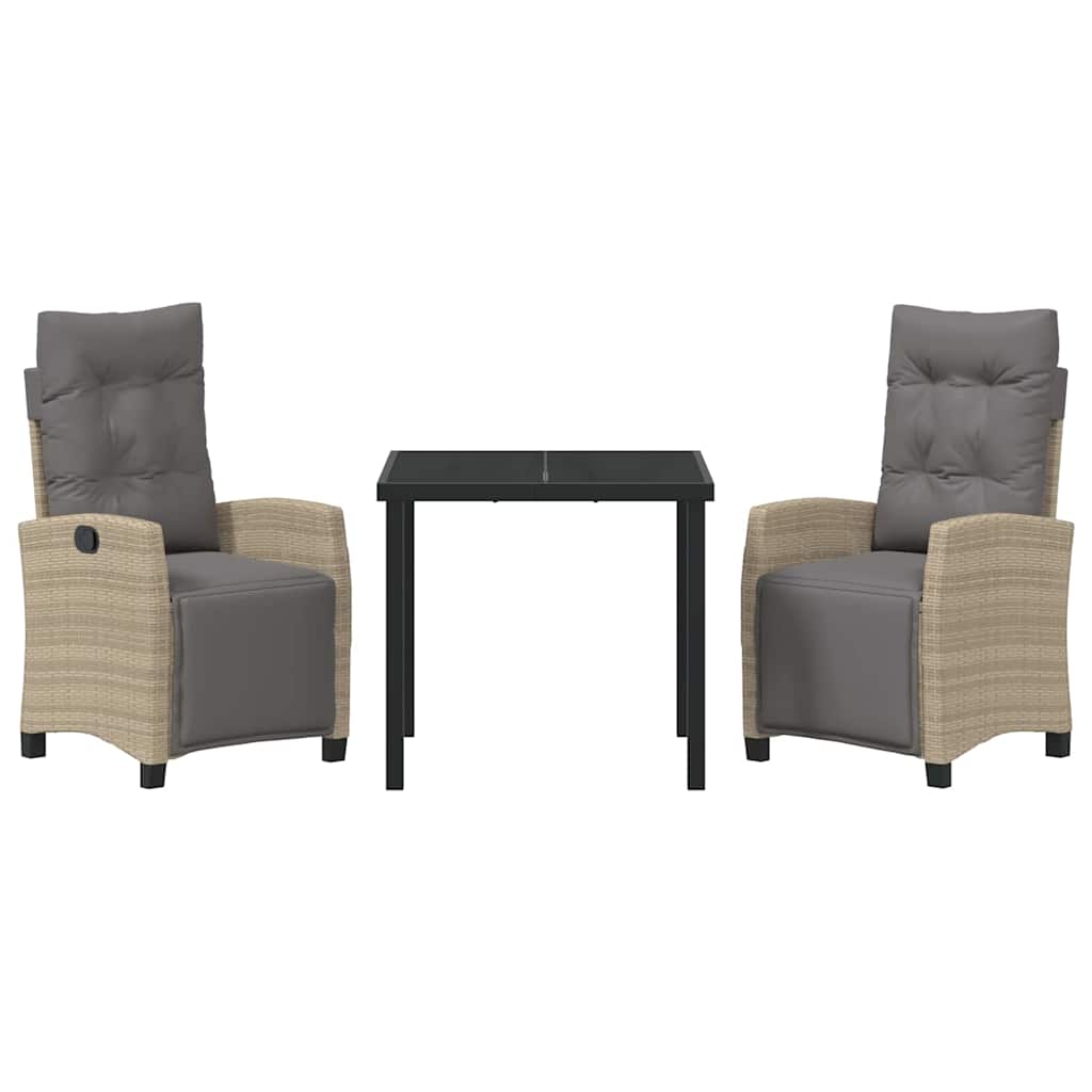 vidaXL Σέτ φαγητού για κήπο 3 pcs Μπεζ συνθετικό ρατάν