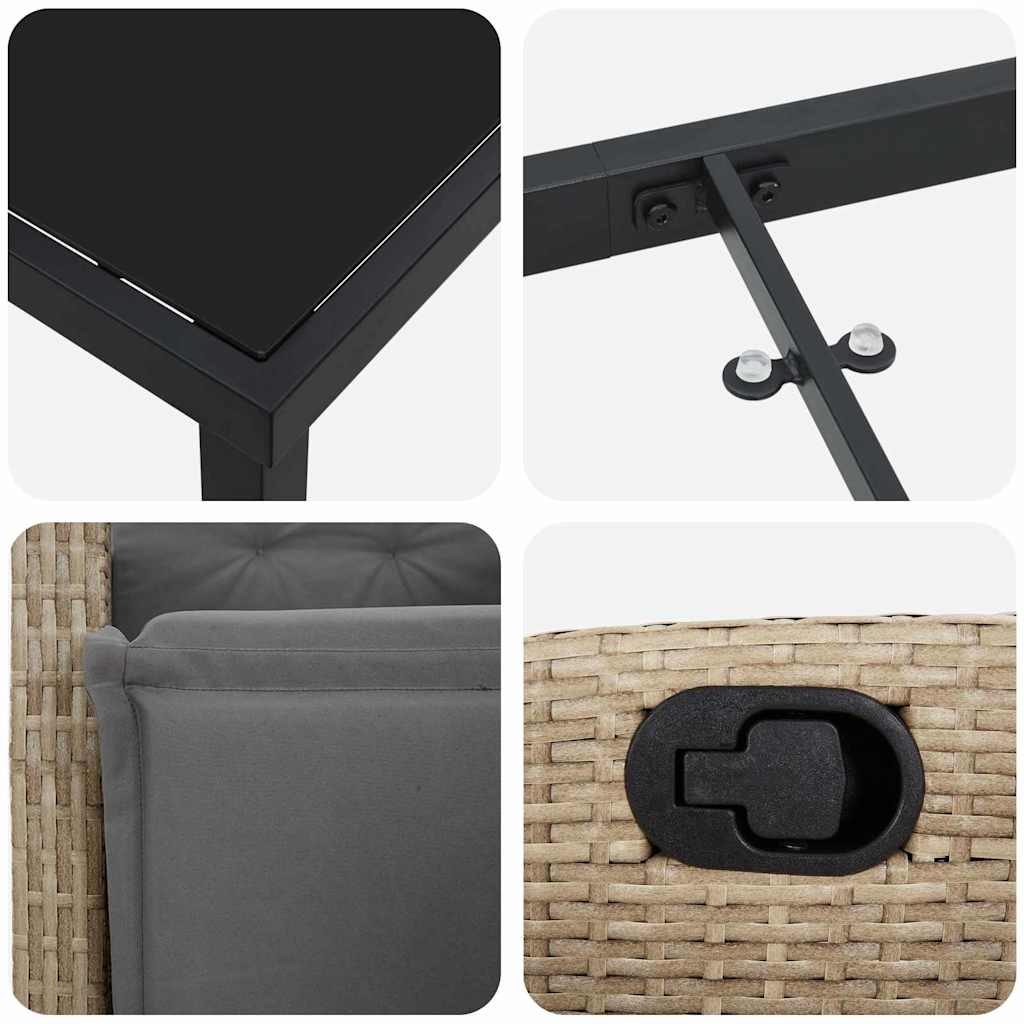 vidaXL Σέτ φαγητού για κήπο 5 pcs Μπεζ συνθετικό ρατάν