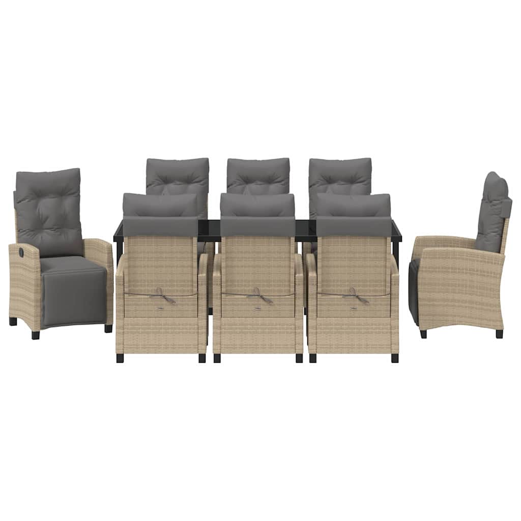 vidaXL Σέτ φαγητού για κήπο 9 τμχ. Μπεζ συνθετικό ρατάν