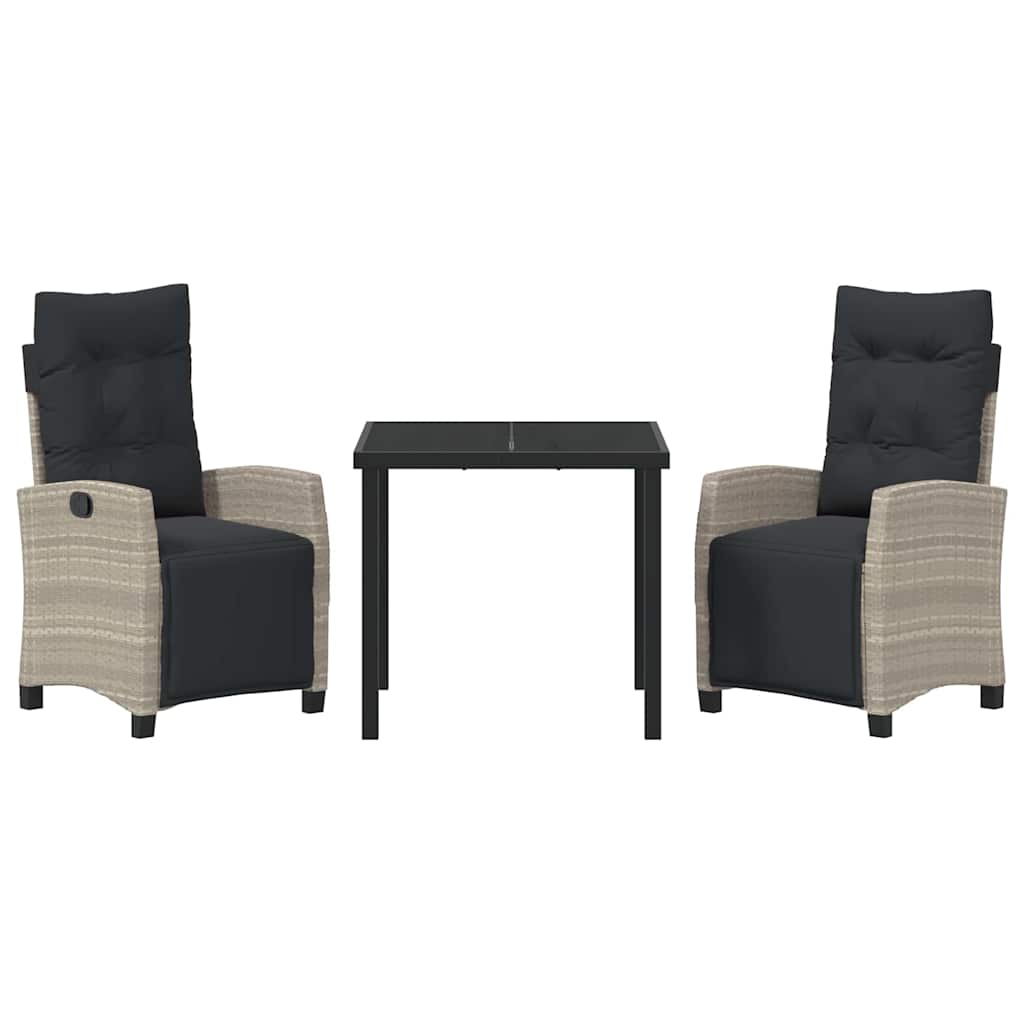 vidaXL Σέτ φαγητού για κήπο 3 pcs Ανοιχτό γκρι συνθετικό ρατάν