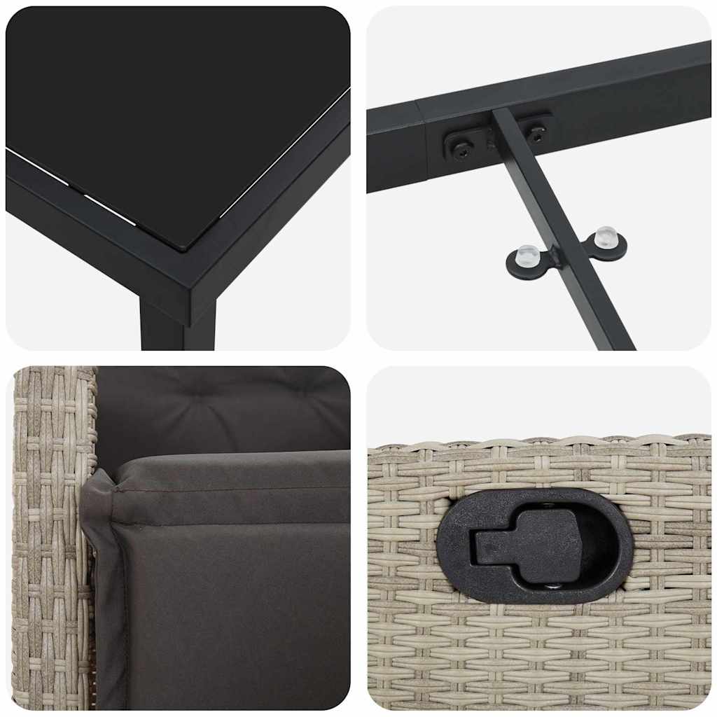 vidaXL Σέτ φαγητού για κήπο 5 pcs Ανοιχτό γκρι συνθετικό ρατάν