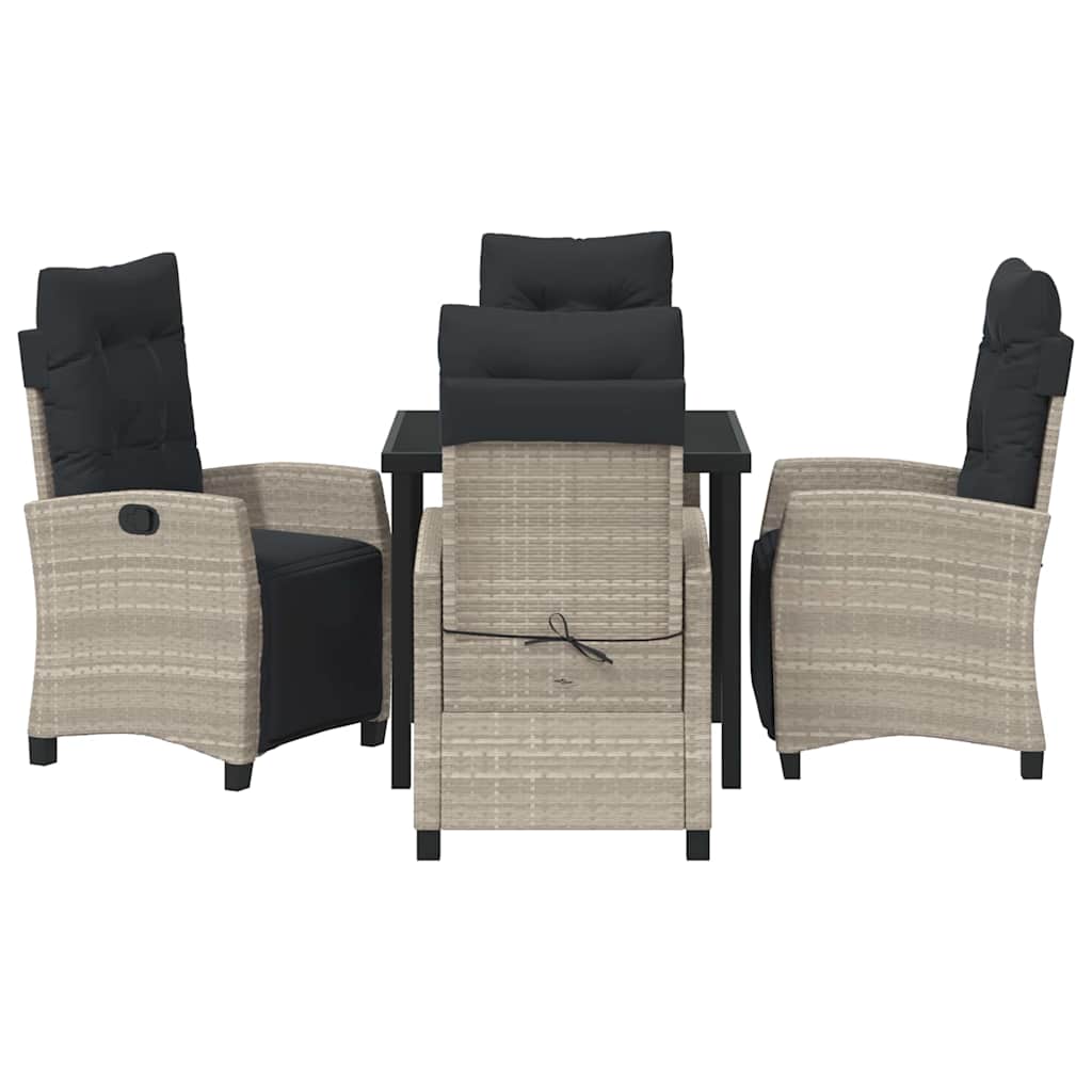 vidaXL Σέτ φαγητού για κήπο 5 pcs Ανοιχτό γκρι συνθετικό ρατάν