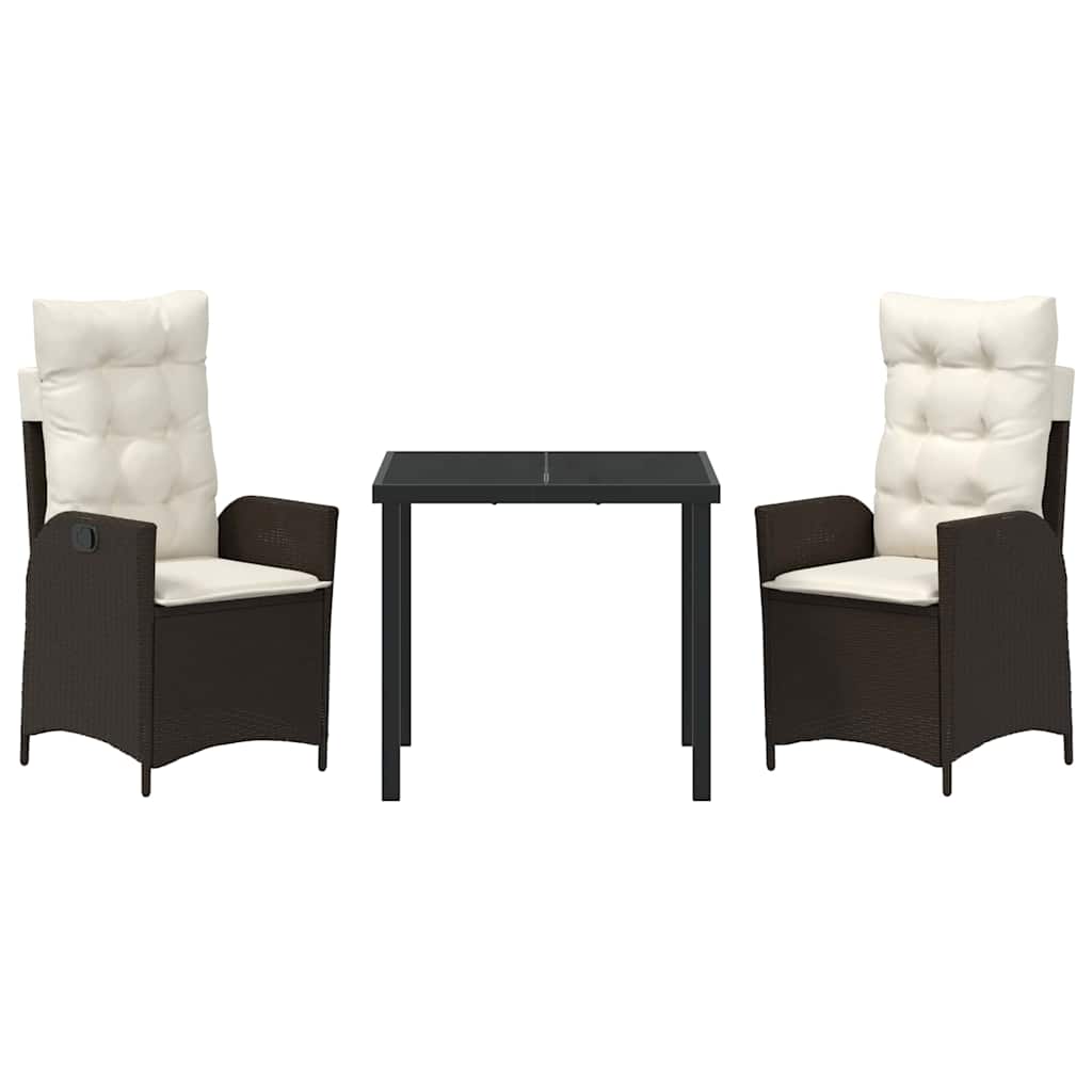 vidaXL Σέτ φαγητού για κήπο 3 pcs Καφέ συνθετικό ρατάν