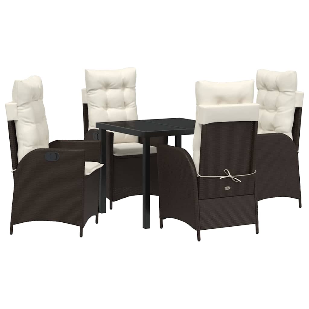 vidaXL Σέτ φαγητού για κήπο 5 pcs Καφέ συνθετικό ρατάν