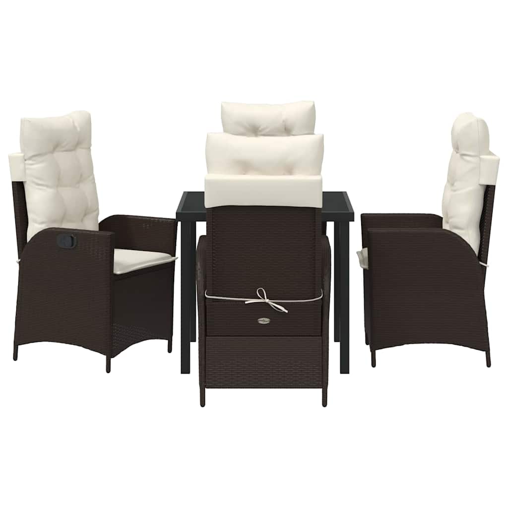 vidaXL Σέτ φαγητού για κήπο 5 pcs Καφέ συνθετικό ρατάν