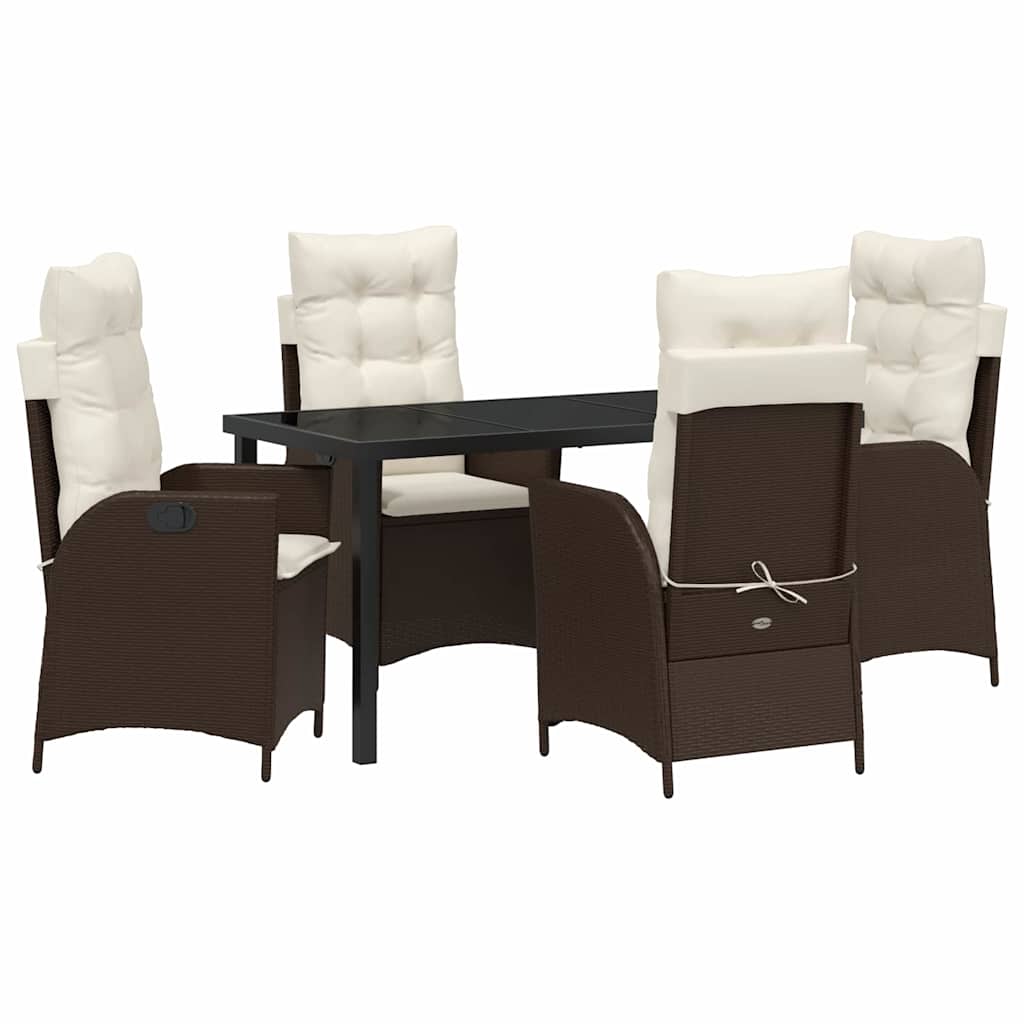 vidaXL Σέτ φαγητού για κήπο 5 pcs Καφέ συνθετικό ρατάν