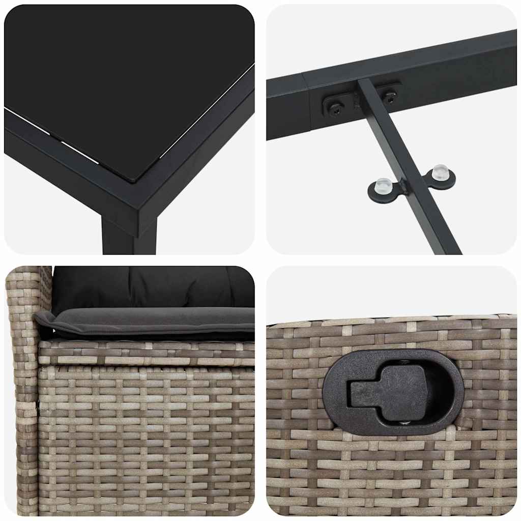 vidaXL Σέτ φαγητού για κήπο 3 pcs Γκρι συνθετικό ρατάν