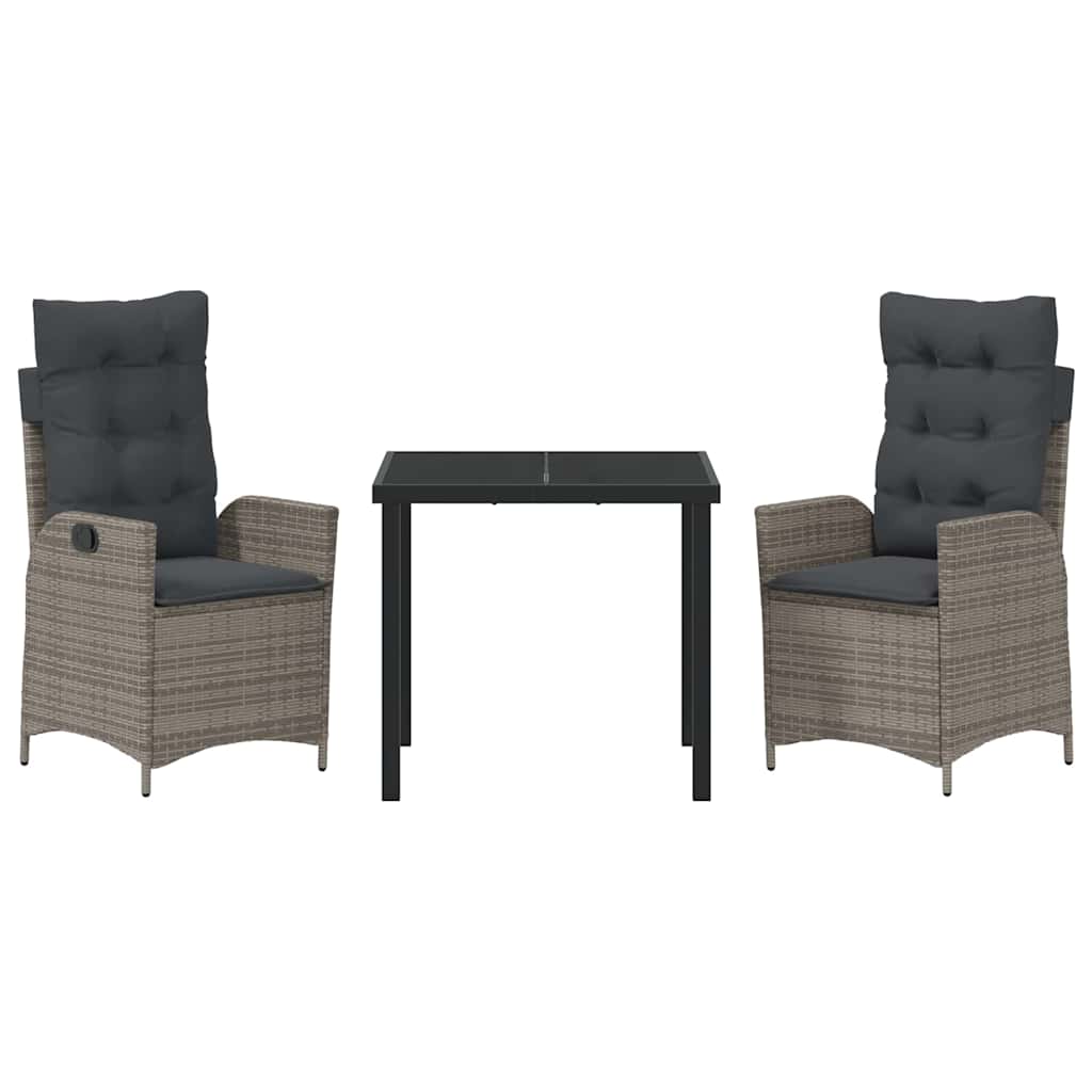 vidaXL Σέτ φαγητού για κήπο 3 pcs Γκρι συνθετικό ρατάν