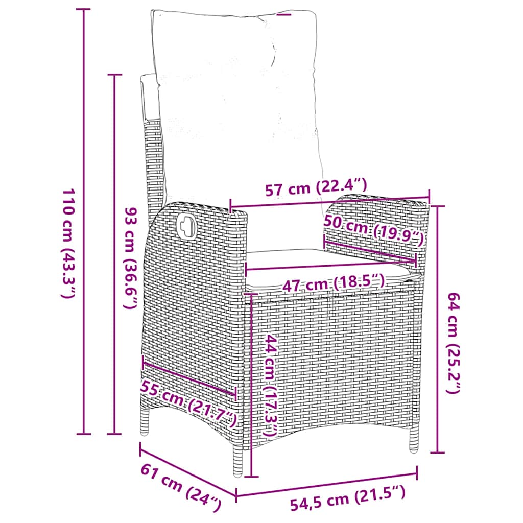 vidaXL Σέτ φαγητού για κήπο 5 pcs Γκρι συνθετικό ρατάν