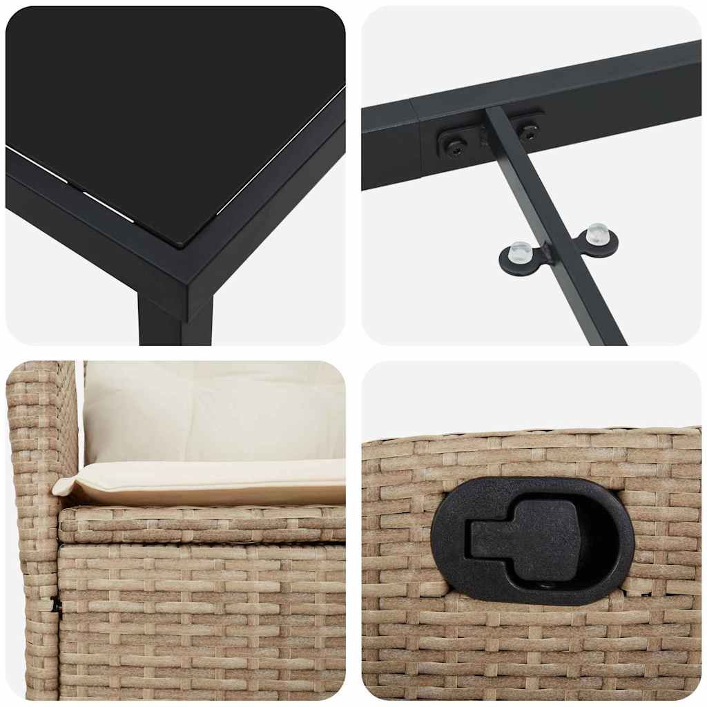 vidaXL 5 Τεμάχια Σετ Γεύματος Κήπου με Μαξιλάρια σε Μπεζ Πολυ Ράτταν.