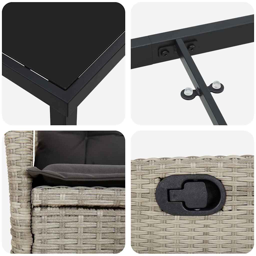 vidaXL Σέτ φαγητού για κήπο 5 pcs Ανοιχτό γκρι συνθετικό ρατάν