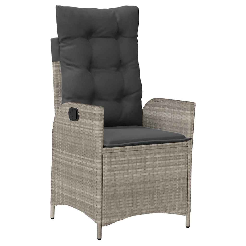 vidaXL Σετ Γεύματος Κήπου 7 Τεμαχίων με Μαξιλάρια σε Ανοιχτό Γκρι Πολυ Ράτταν